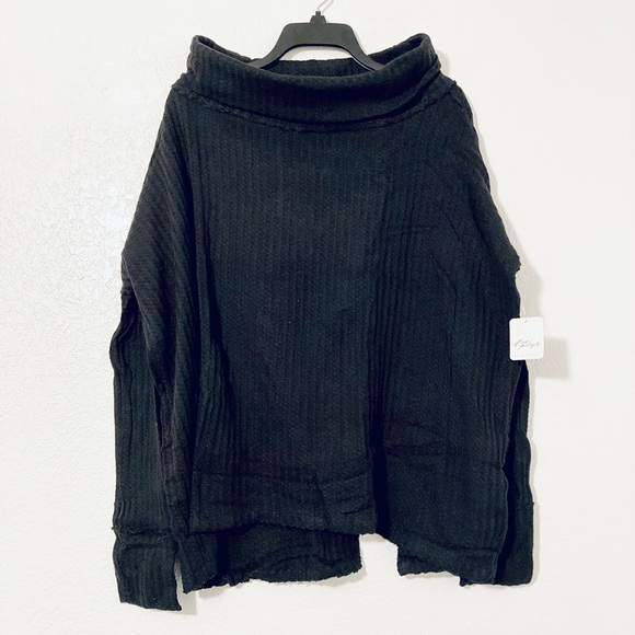 Free People Cowl Neck Sweater (Black) - Picture 3 of 6